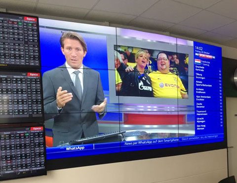 Live-Übertragung von Sportwetten auf großer Videowand